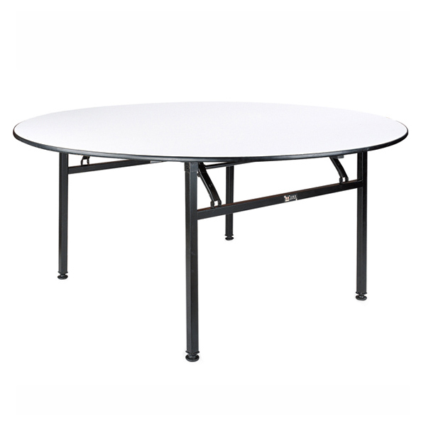 Function 1800 Round Folding Table in White with black frame