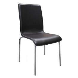 Kiba Dining Chair in Black - upholstered vinyl seat with fully-welded chrome frame