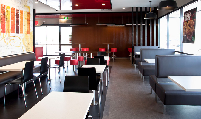 KFC Atwell - Custom Booth Seating, Fixed Stools and Dining Chairs
