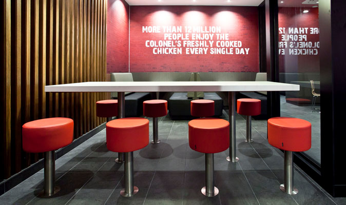 KFC Rockingham - Custom Fixed Stools, Banquette Seating and Dining Chairs