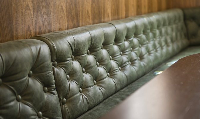 Bassendean Hotel - Custom Made Banquette Seating with deep-buttoning stitching