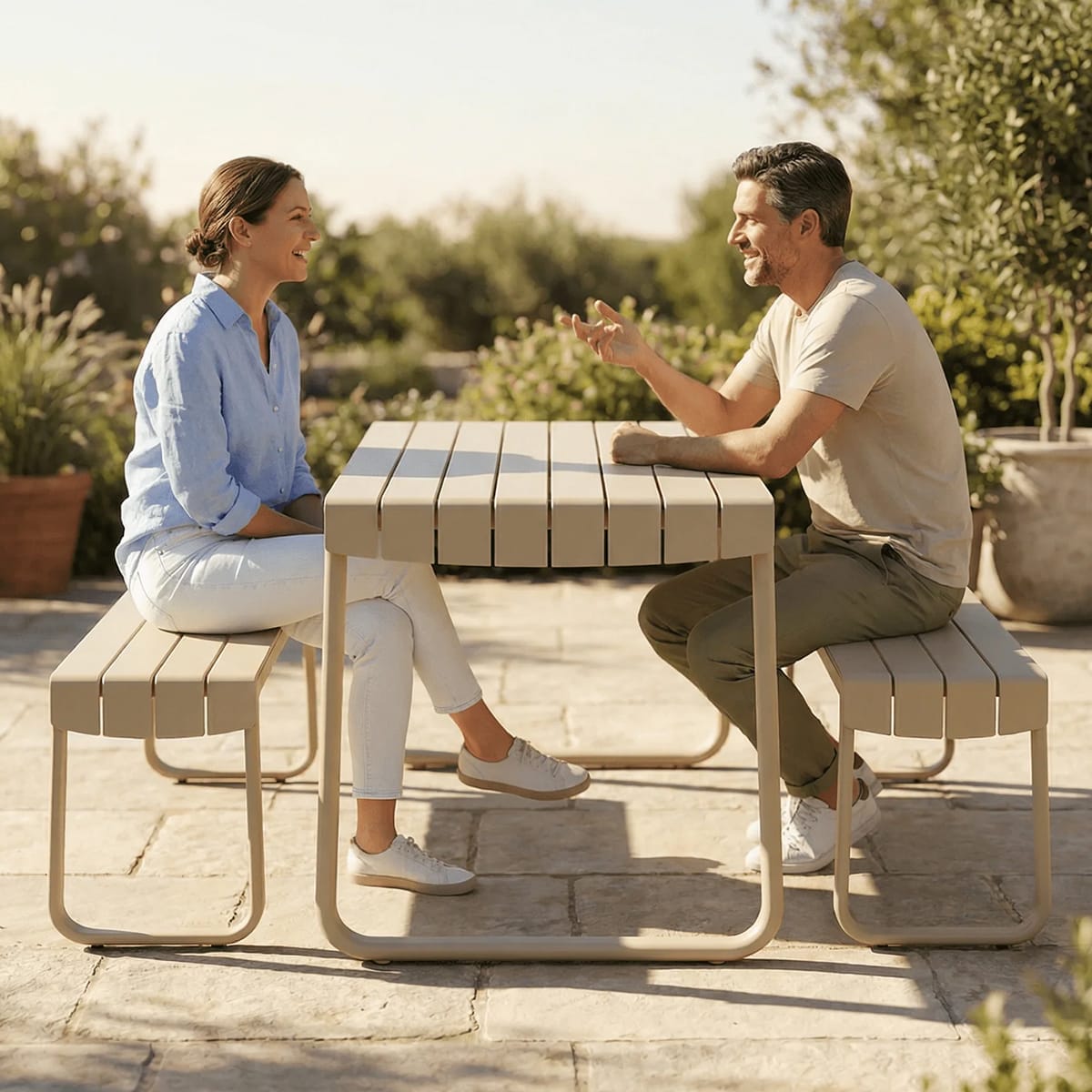 Athos A150 Table & A151 Bench by Zaneti in Matte White