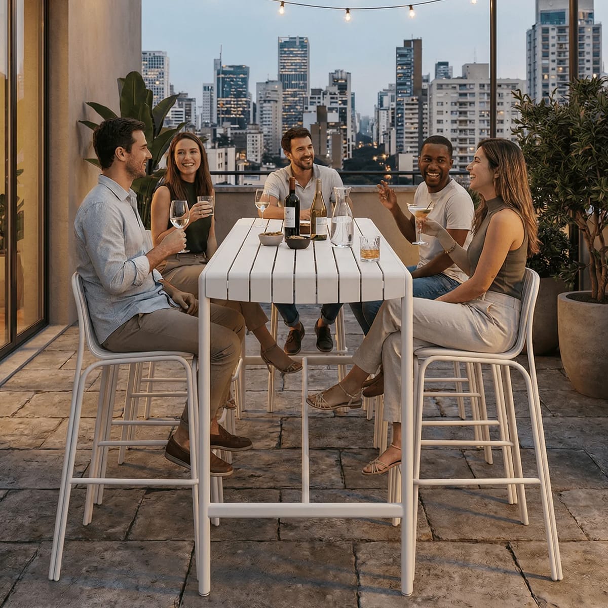 Athos A155 Bar Table by Zaneti in Matte White